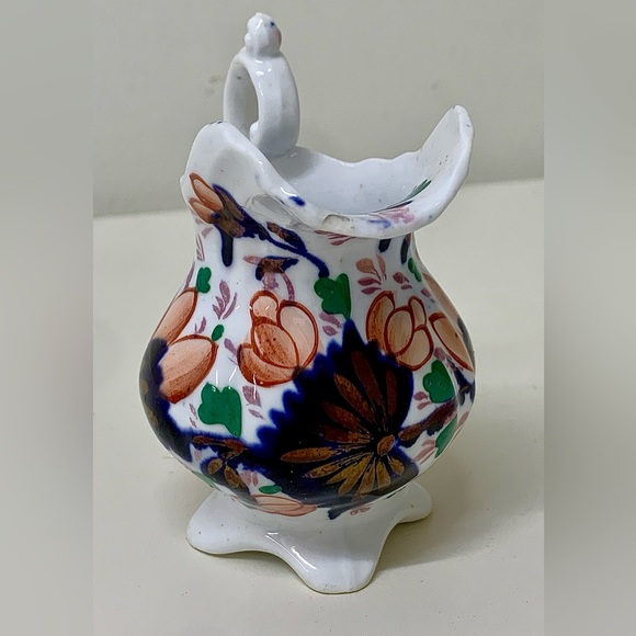 19th Century Antique Gaudy Welsh Grape Pattern Miniature Scalloped Footed Jug - Picture 5 of 16